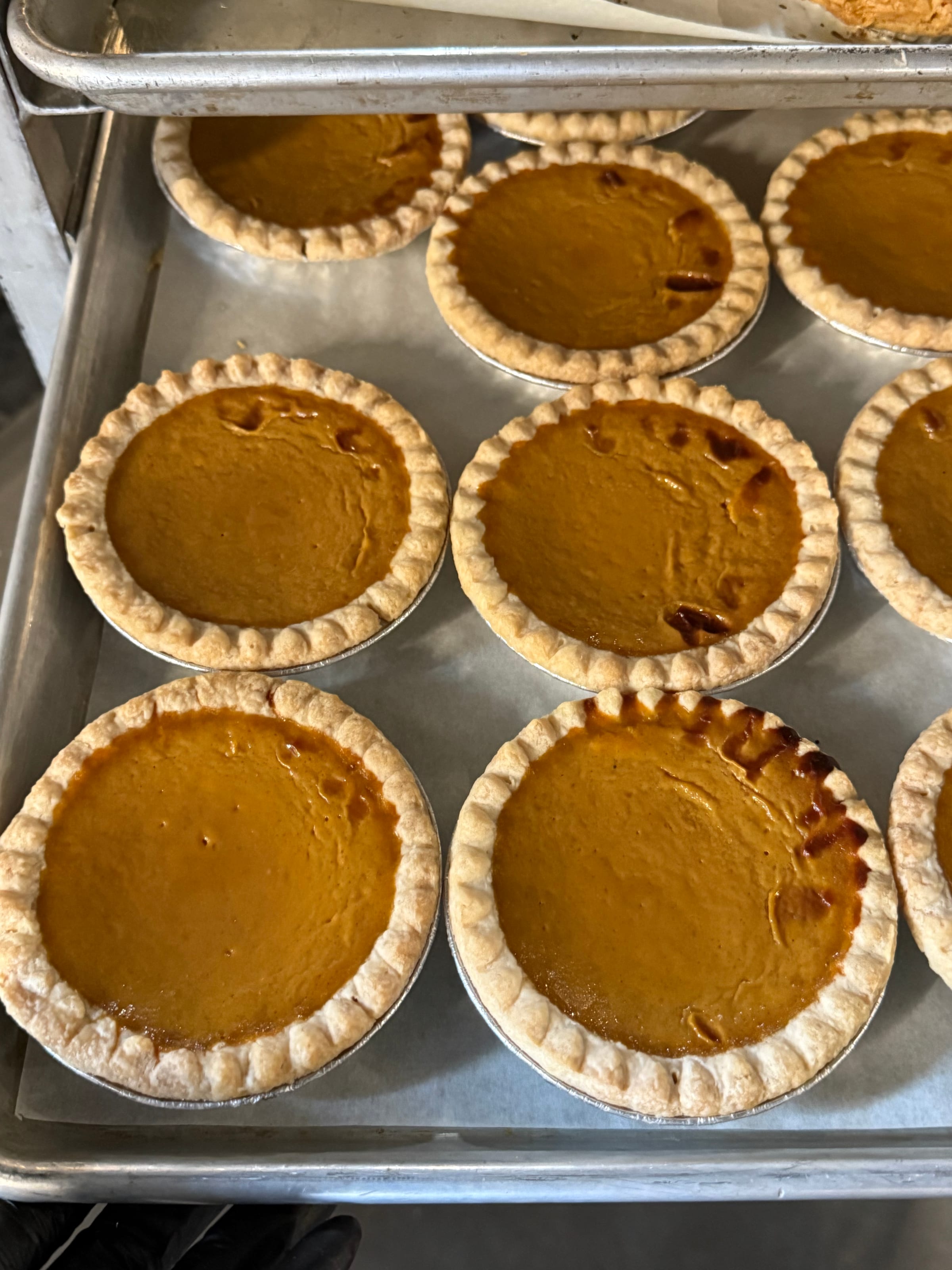 A tray of scratch-made mini pumpkin pies